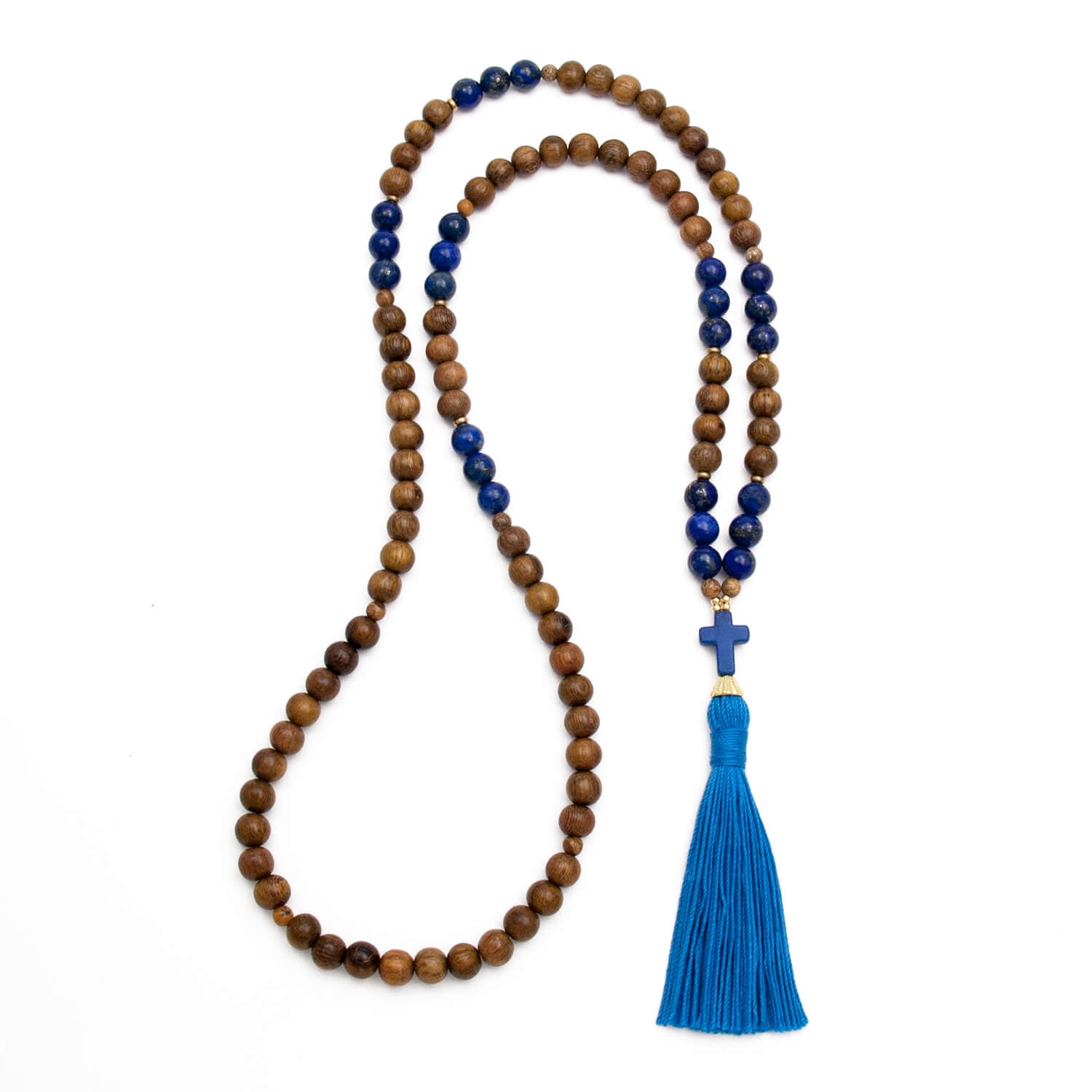 Christian Mala Prayer Beads - Lapis Lazuli | Golden Lotus Mala