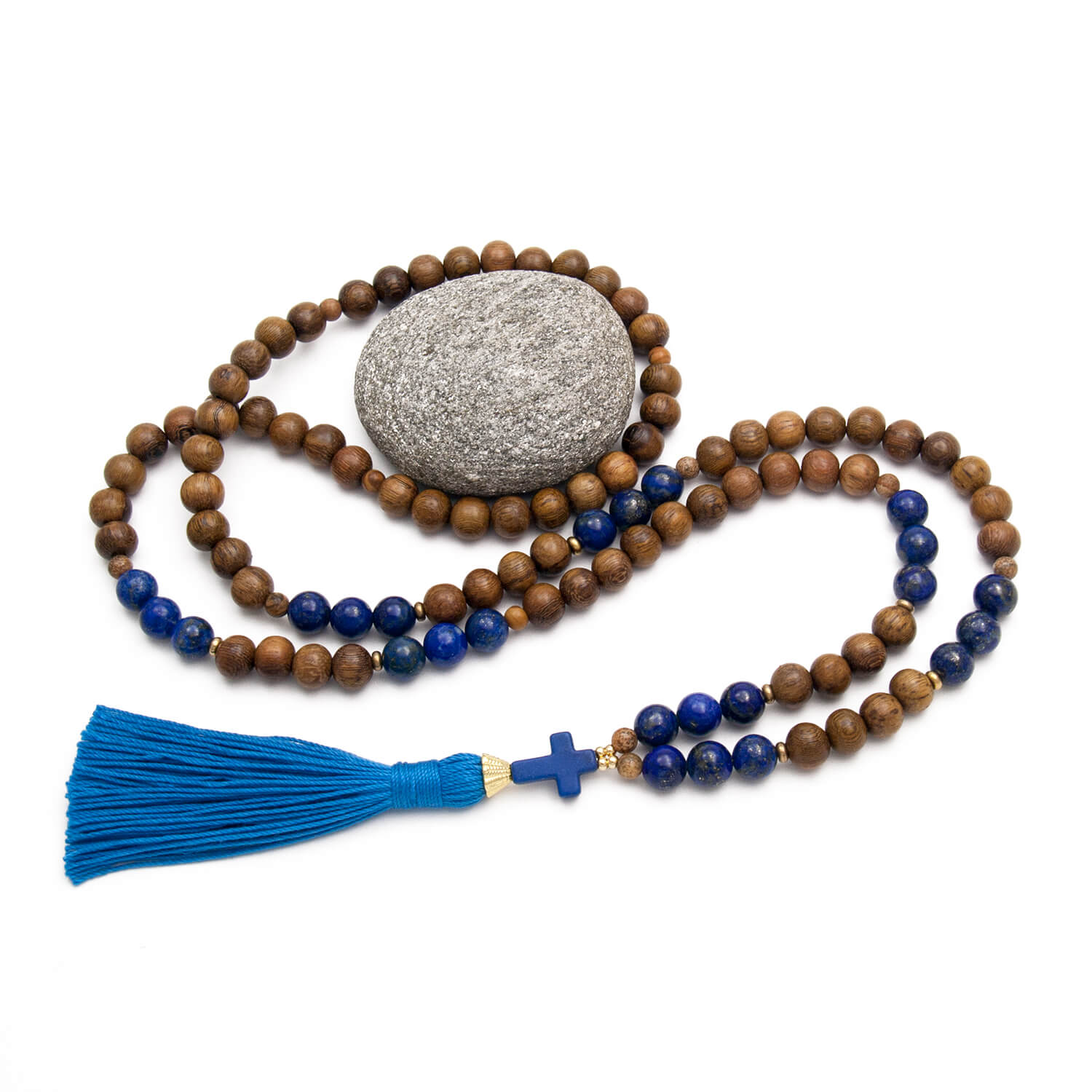 Christian Mala Prayer Necklace - Meditation Beads - Golden Lotus Mala