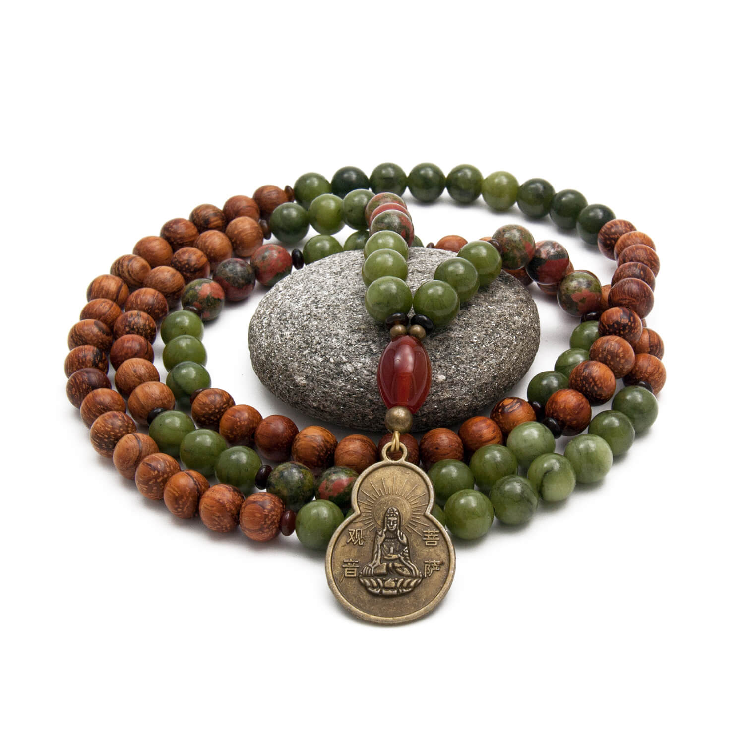 Open Heart Mala - Guan Yin Necklace | Golden Lotus Mala