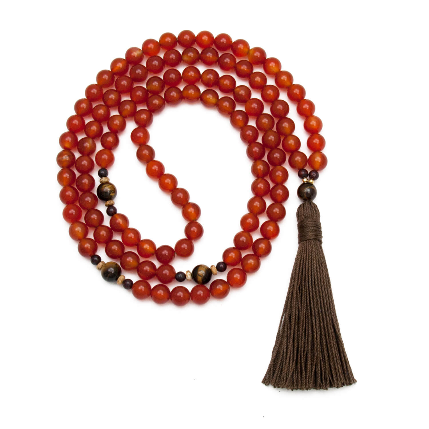 Carnelian Long Necklace | Golden Lotus Mala