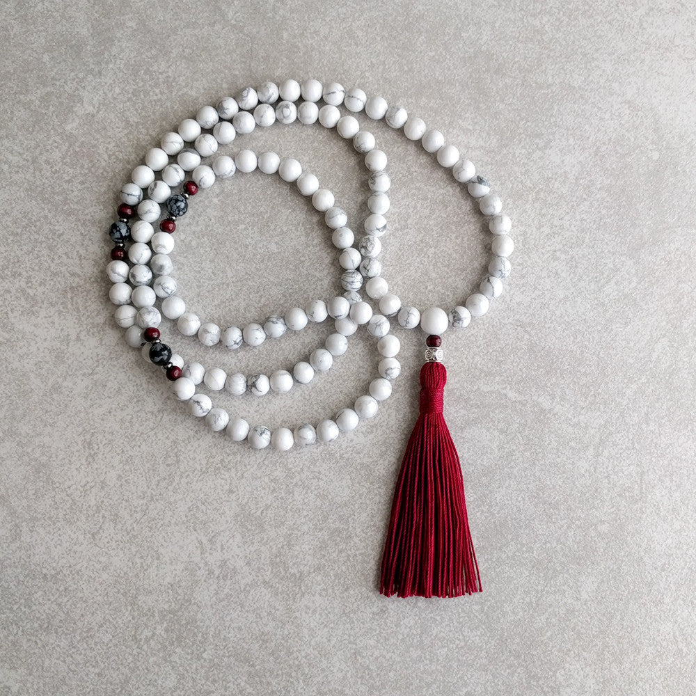 Howlite, Sunstone and Labradorite Mala Bracelet