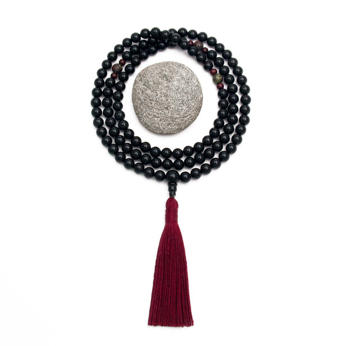Black Onyx Mala Necklace | Golden Lotus Mala