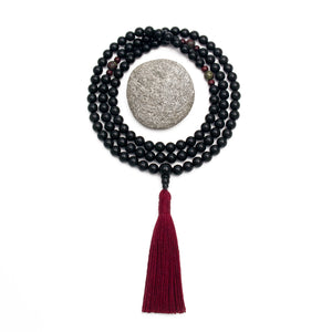 Black Onyx Mala Necklace | Golden Lotus Mala
