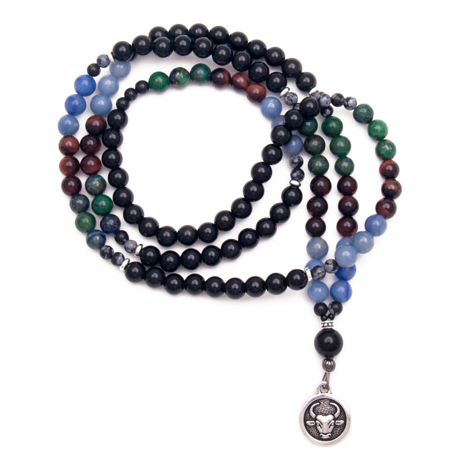 Taurus Mala - Red Tiger Eye, Aventurine, Azurite