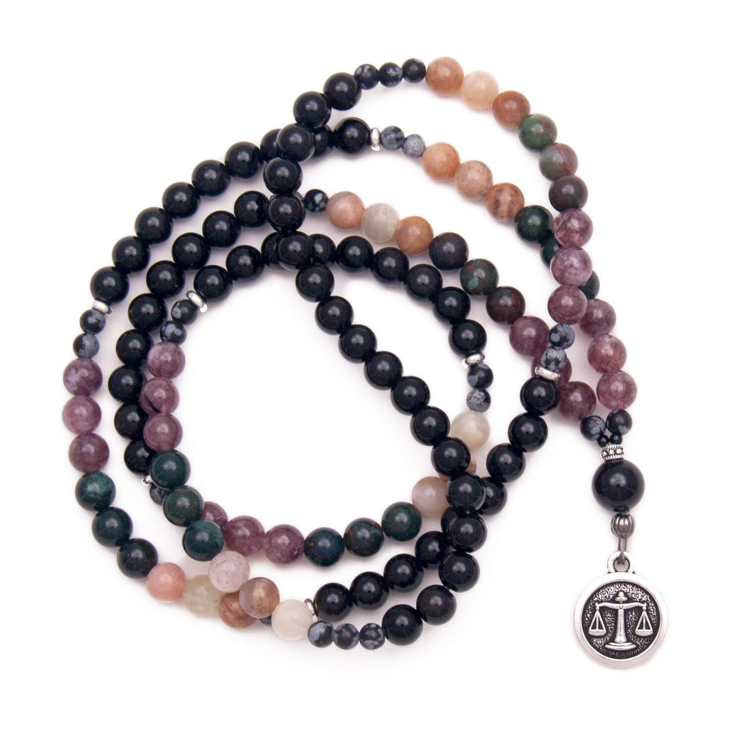 Libra Mala - Bloodstone, Lepidolite, Moonstone