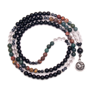 Capricorn Mala - Jasper, Quartz, Moss Agate