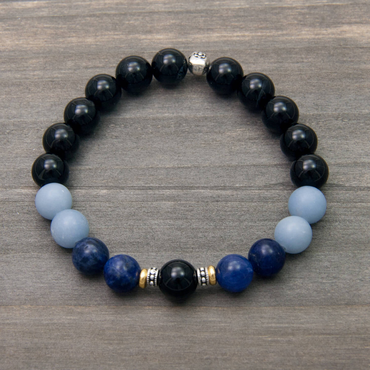 Courageous Bracelet - Obsidian, Angelite, Sodalite