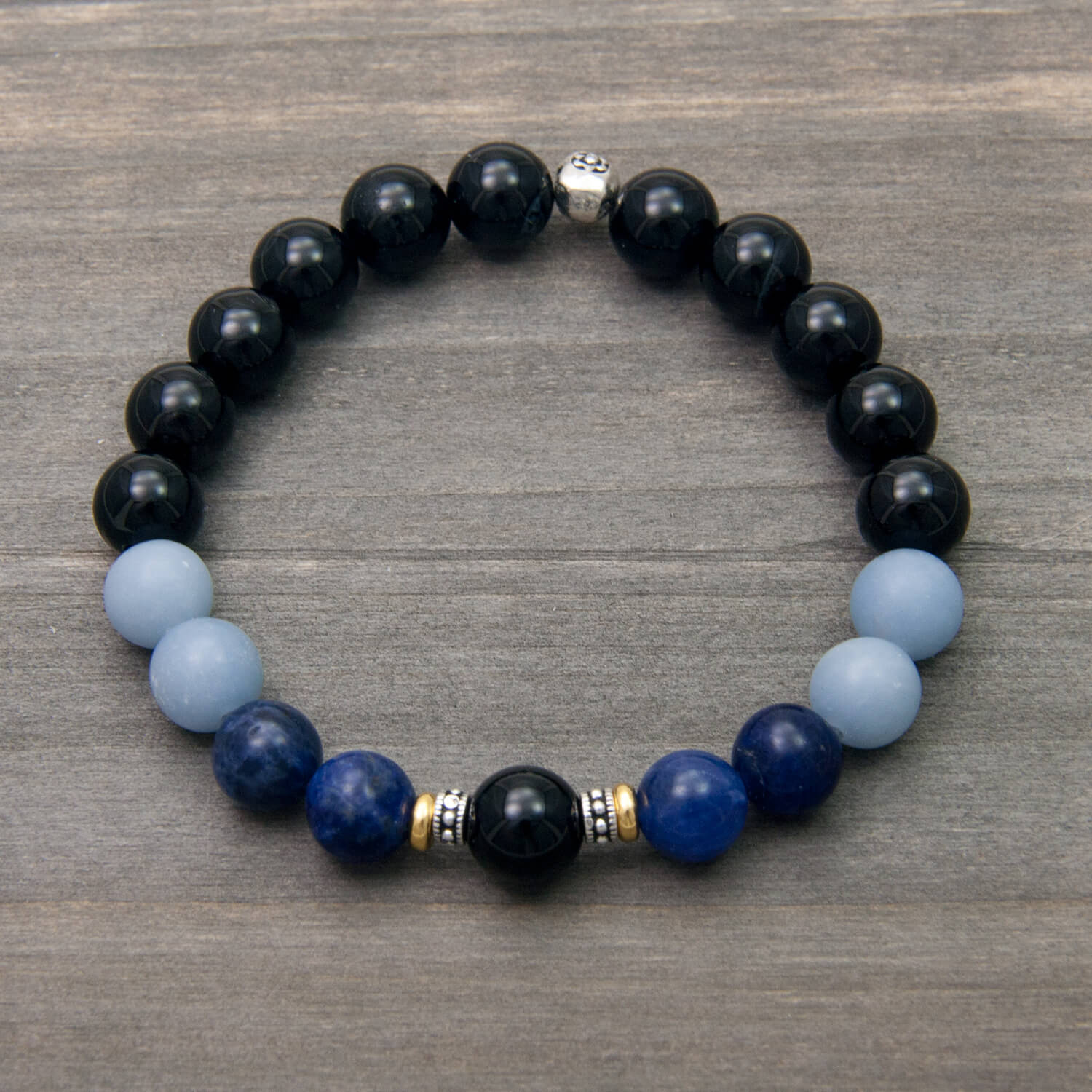 Courageous Bracelet - Obsidian, Angelite, Sodalite