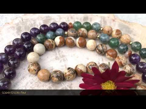 Nature's Grace Mala Necklace | Golden Lotus Mala